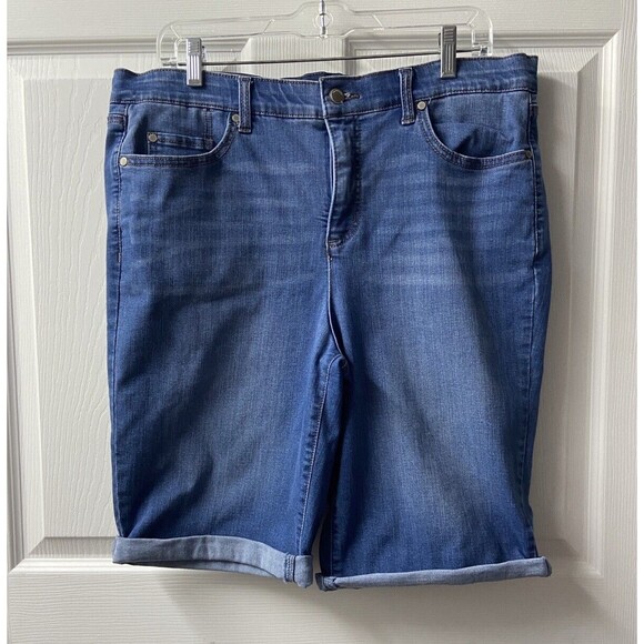 Kim Rogers Cuffed Denim Shorts Womens Plus Size 14 Inseam 10 inch Medium Wash - Picture 1 of 5
